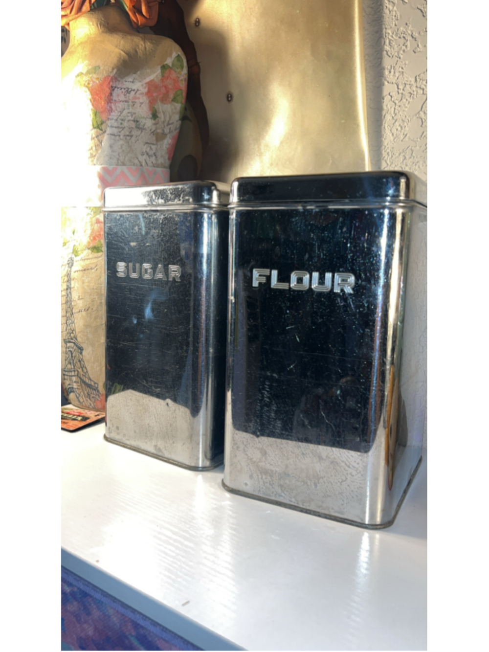 Unbranded Kitchen Food Storage Canister Set Sugar Flour Silver One Size